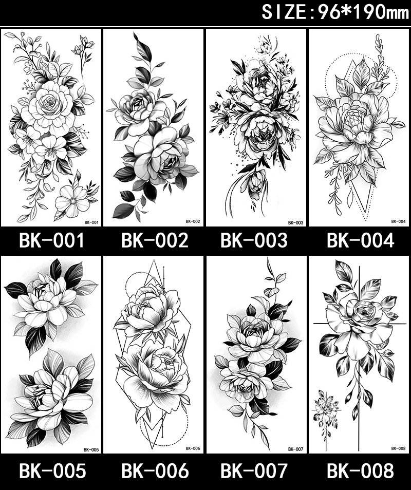 Temporary sexy flower and bird temporary waterproof tattoo stickers girl butterfly body sleeve chest fake totem woman